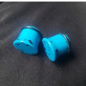 Bright Turquoise Speckled Ear Plugs - Double Flare Size 0g